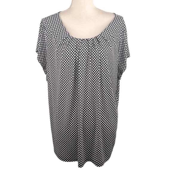 Worthington Tops - Worthington Black & White Polka Dot Short Sleeve Casual Top Size 1X